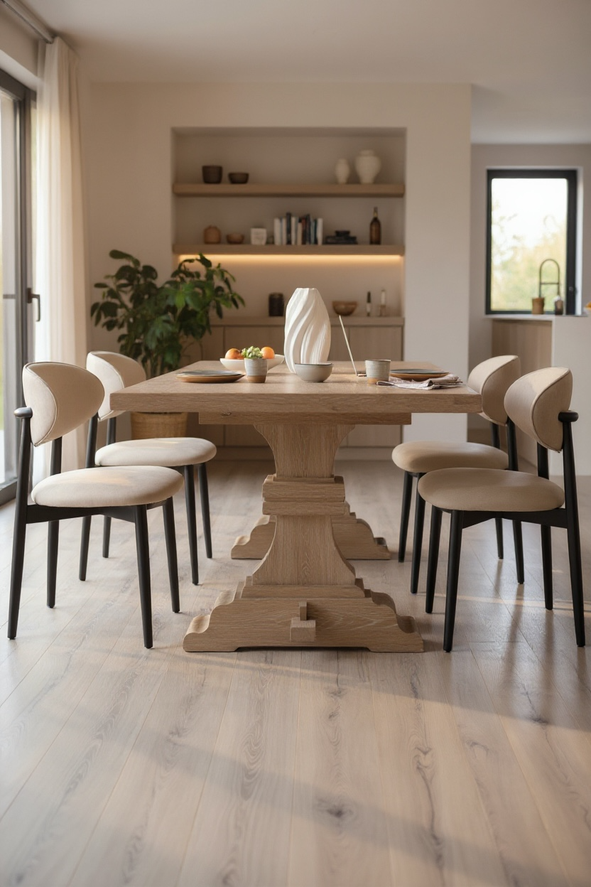 Table à manger Harper - Bois clair blanchie