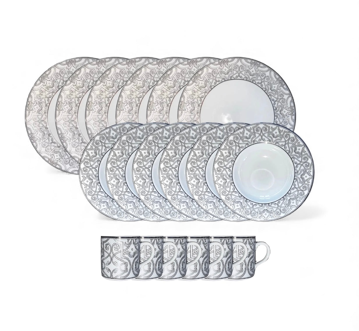 Set Porcelaine 18 pièces Silver Legacy
