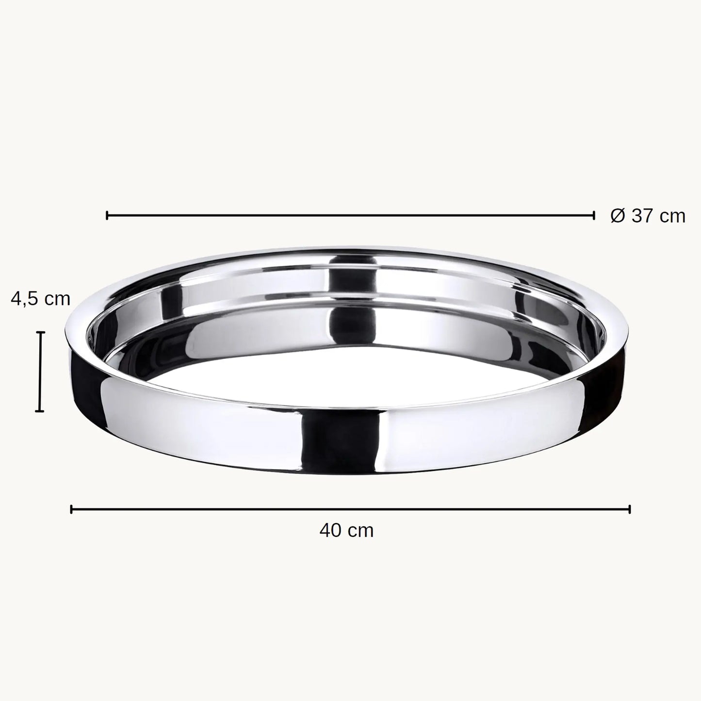 Plateau de Service Alba – Inox Poli Miroir 40 cm