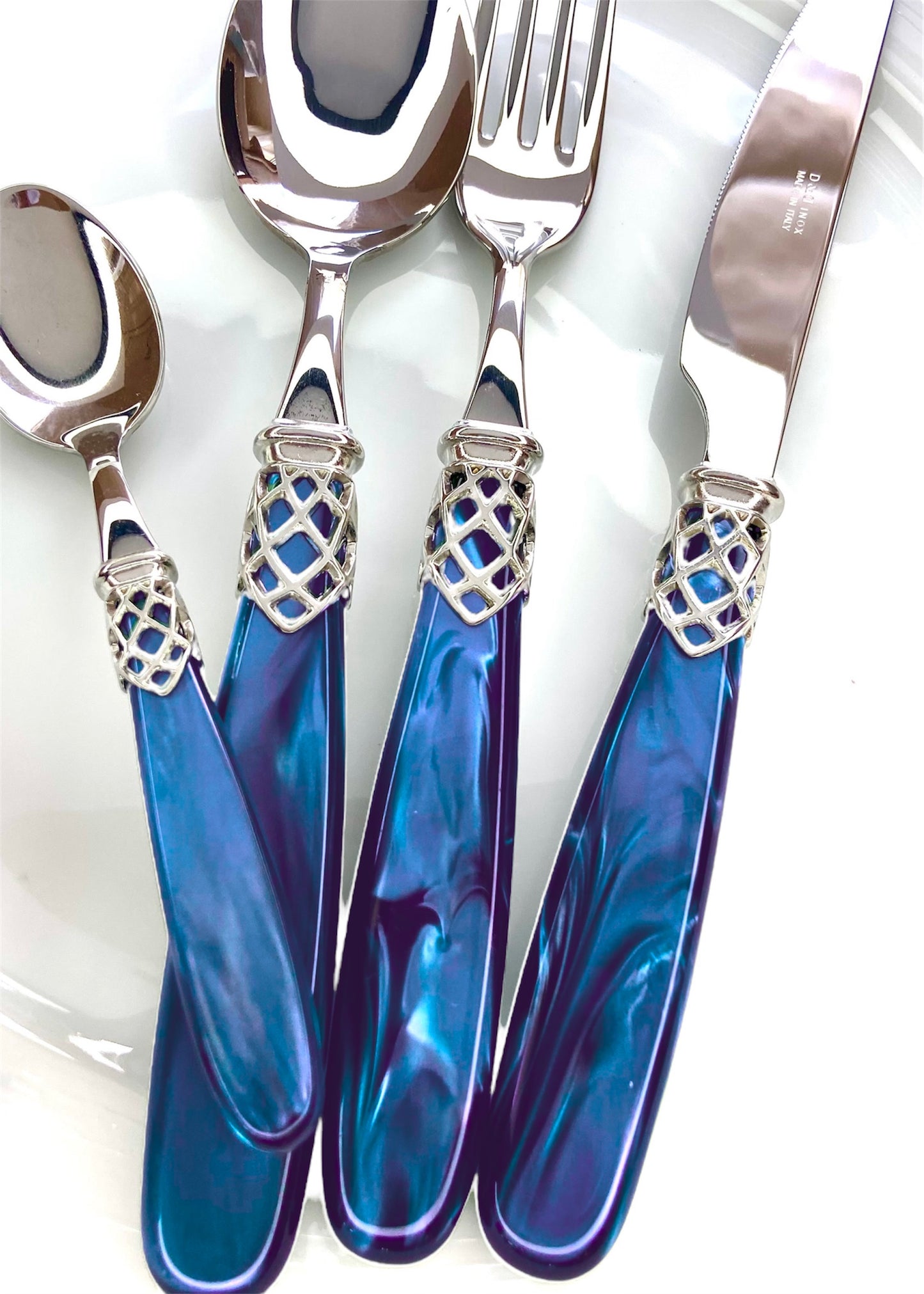 Couverts italiens | France argent bleue foncé