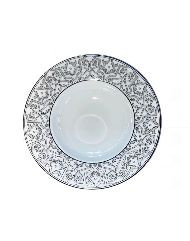 Silver legacy assiette creuse 22cm - Maison porcel | Porcelaine