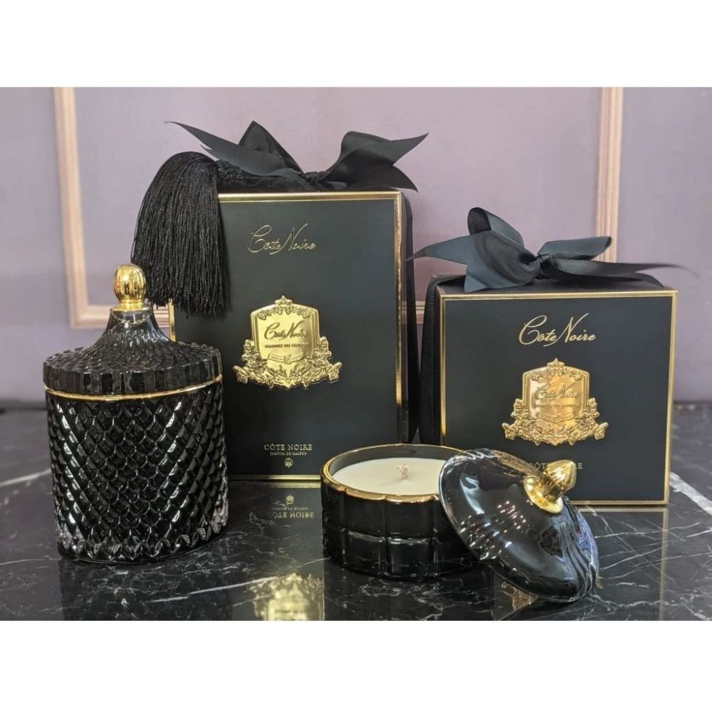 Grande bougie art deco doré noir - Maison porcel | Porcelaine