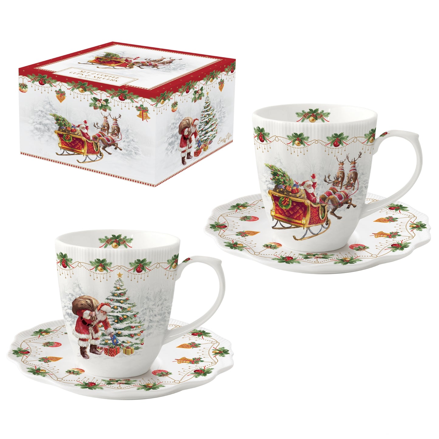 Nostalgic Christmas coffret 2 tasses à café - Maison porcel | Porcelaine