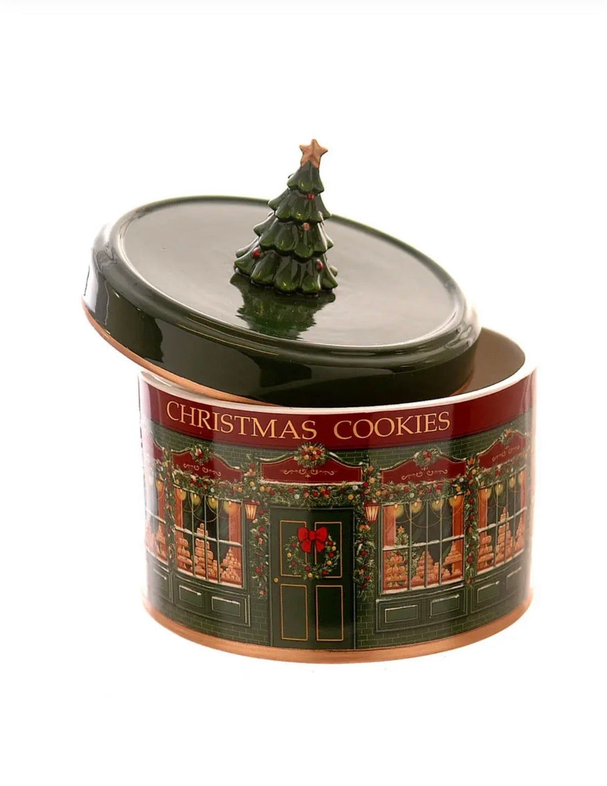 Boîte à Biscuits de Noël Décorative avec Sapin  – 18 cm