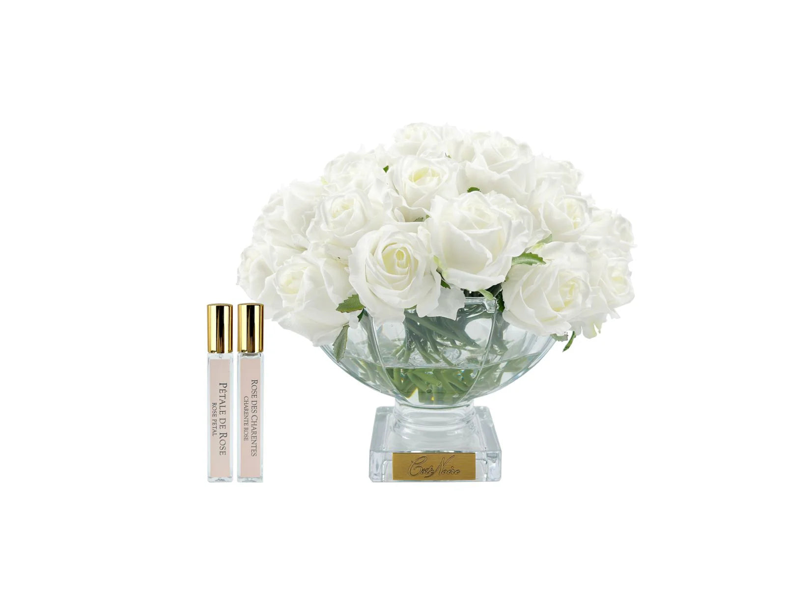 Bouquet luxury 37 roses blanche badge doré