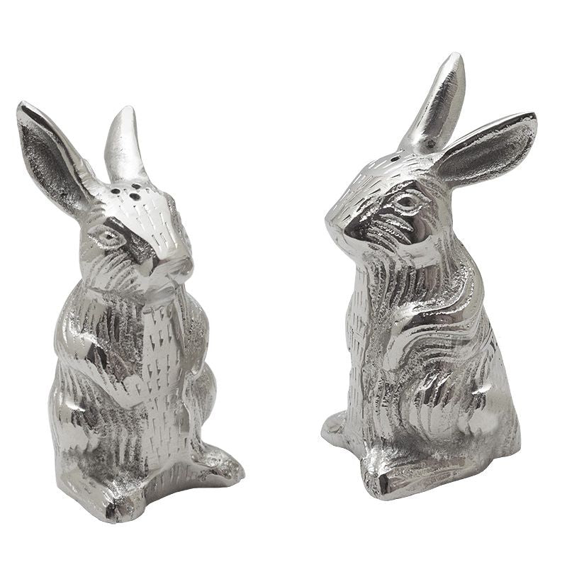 Salière et Poivrière Lapin en Métal Argenté