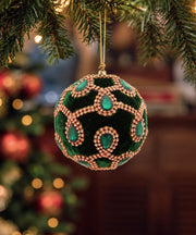 Boule de Noël velours - Stones vert
