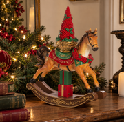 Cheval à bascule de Noël avec sapin et cadeaux 43 cm