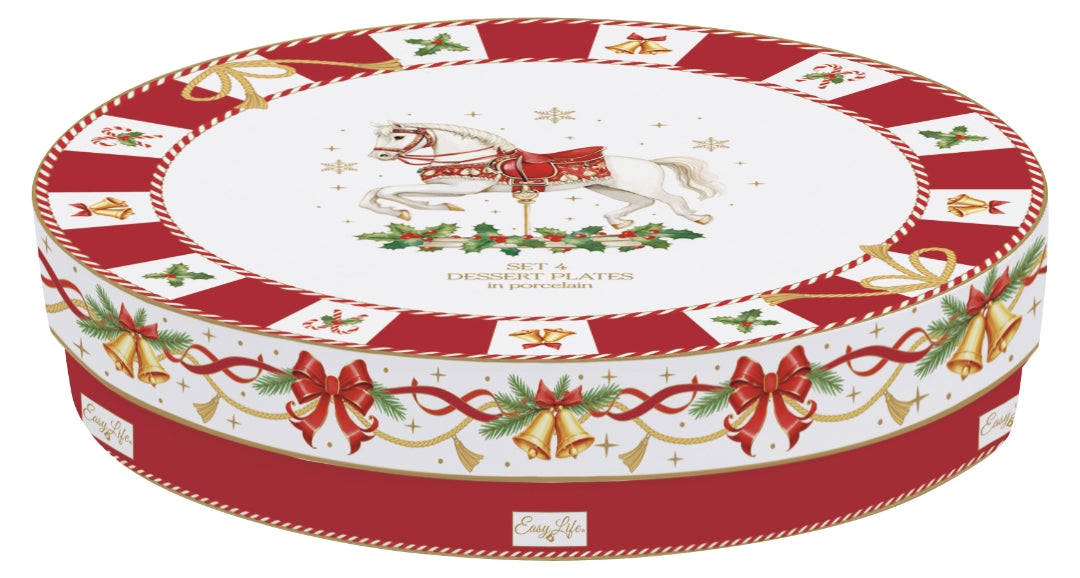 Coffret 4 assiettes à desserts en porcelaine - Christmas Tale