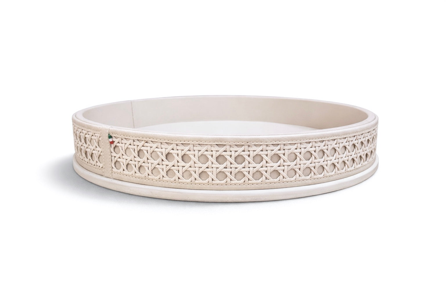 Plateau Viena 45cm en cuir et paille – Crème