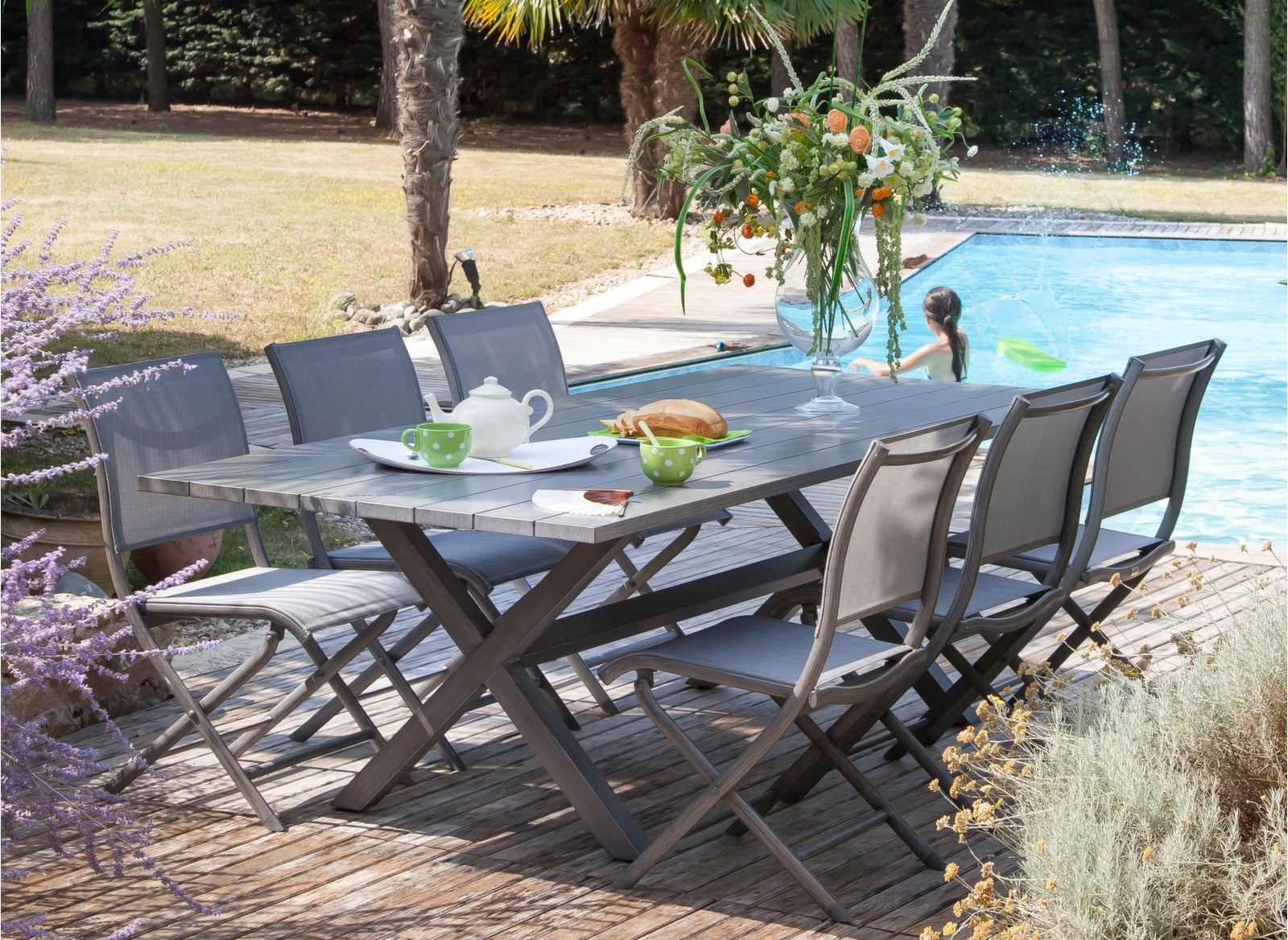 Table de jardin Cross 240 cm - Brun