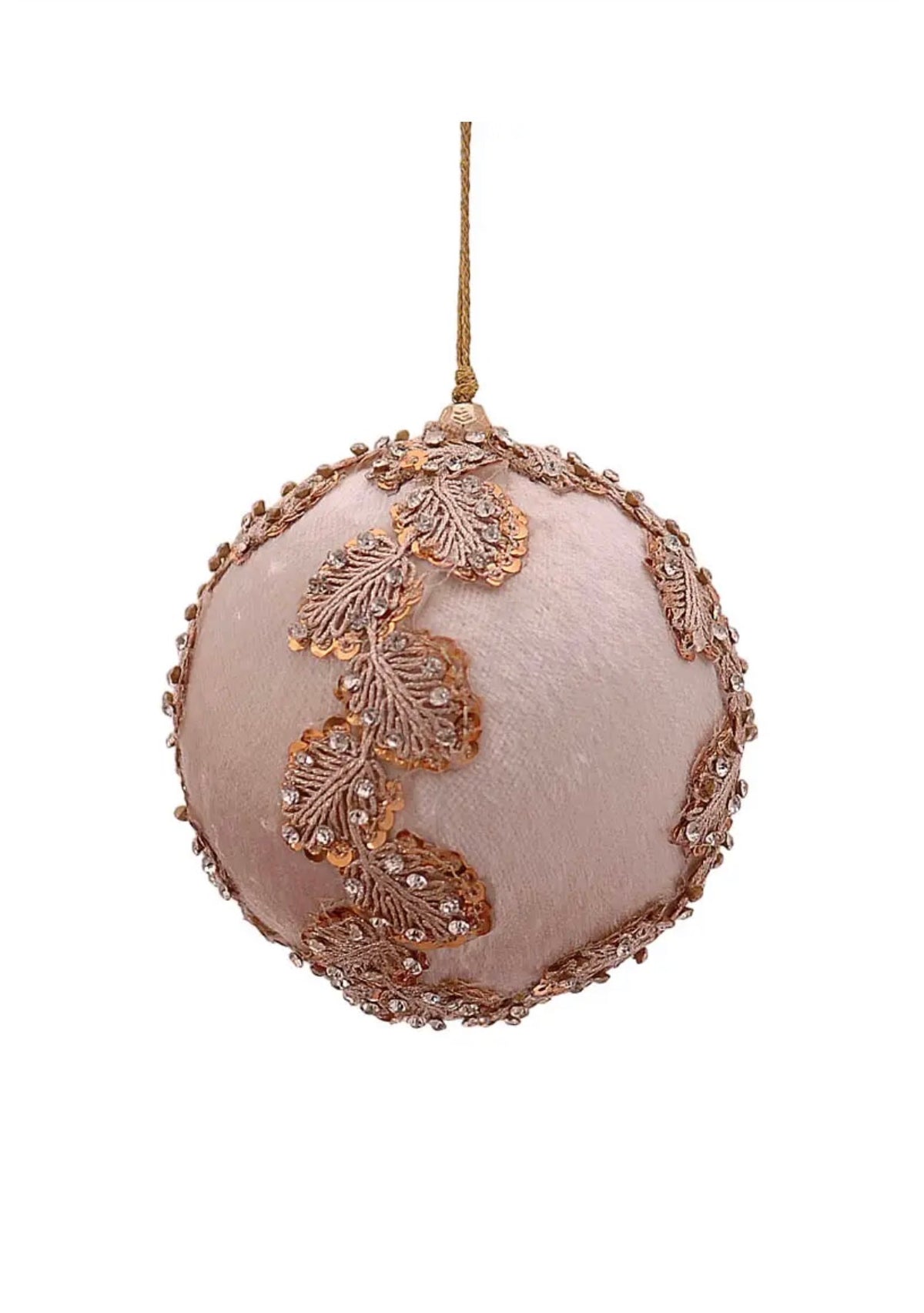 Boule de Noël en velours ivoire Broderies