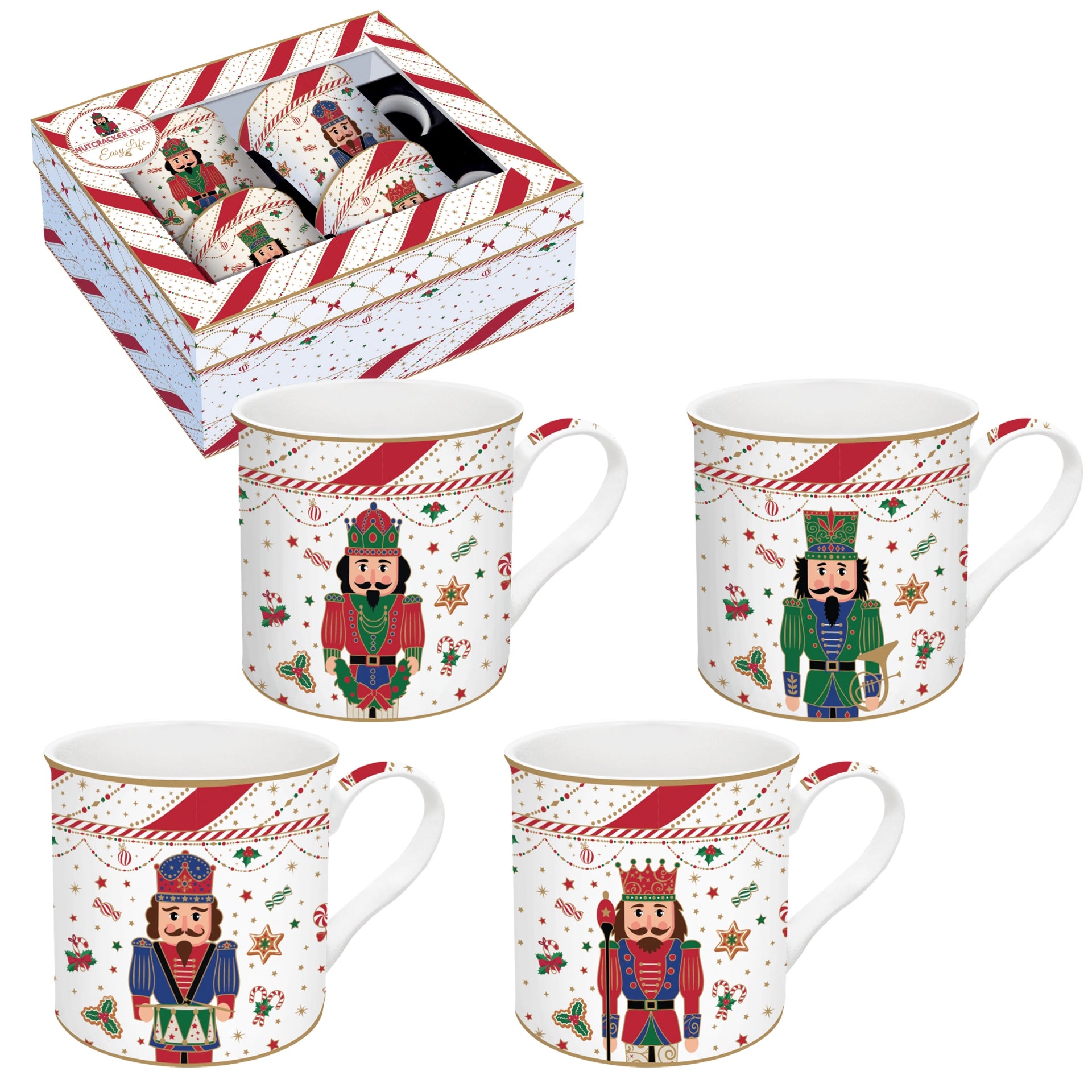 Set of 4 porcelain mugs - Nutcracker twist