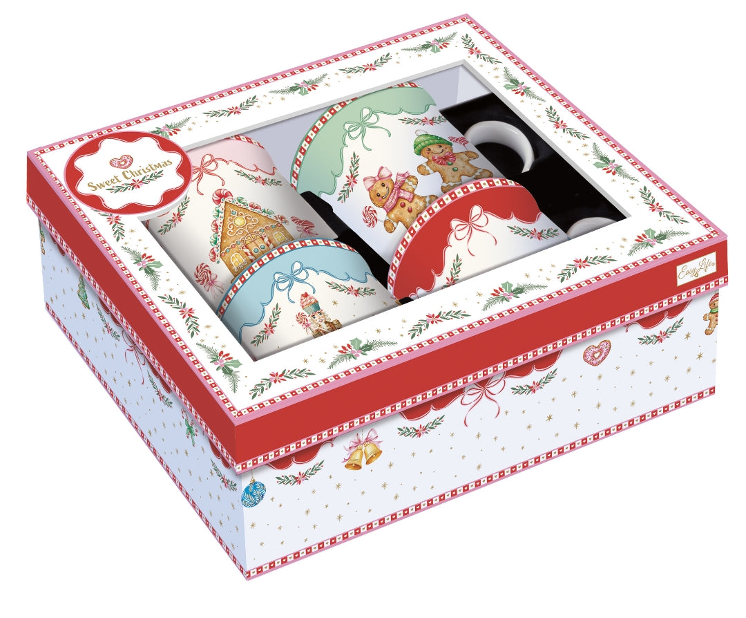Coffret 4 mugs en porcelaine - Sweet Christmas