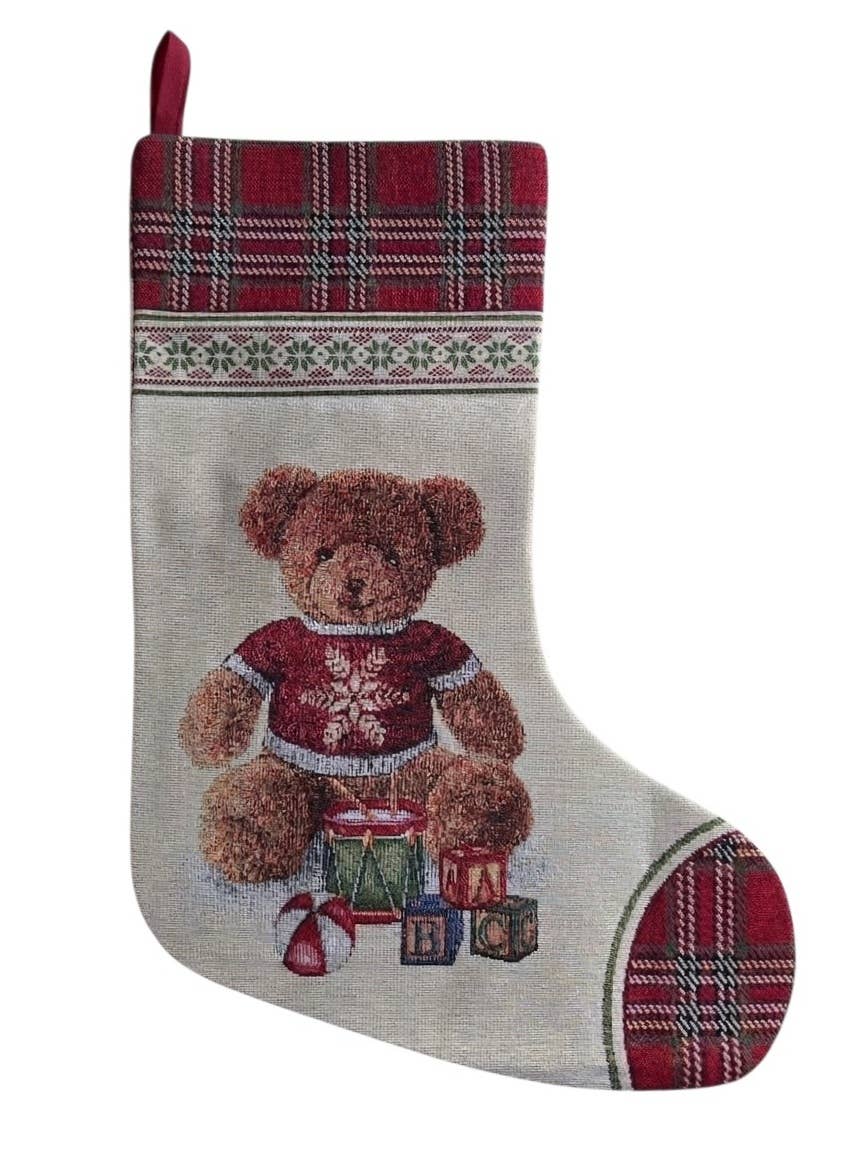 Chaussette de Noël "Teddy" en Gobelin Lurex