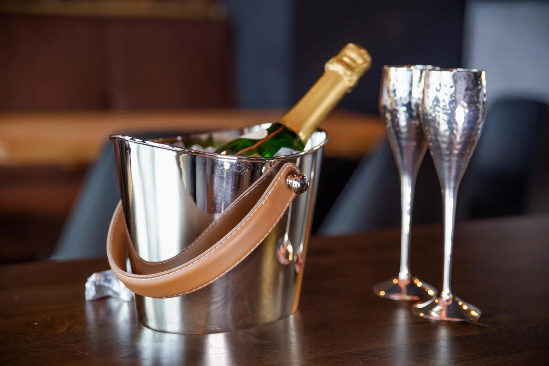 Grand Seau à glace anse en cuir Marron - Gilbert