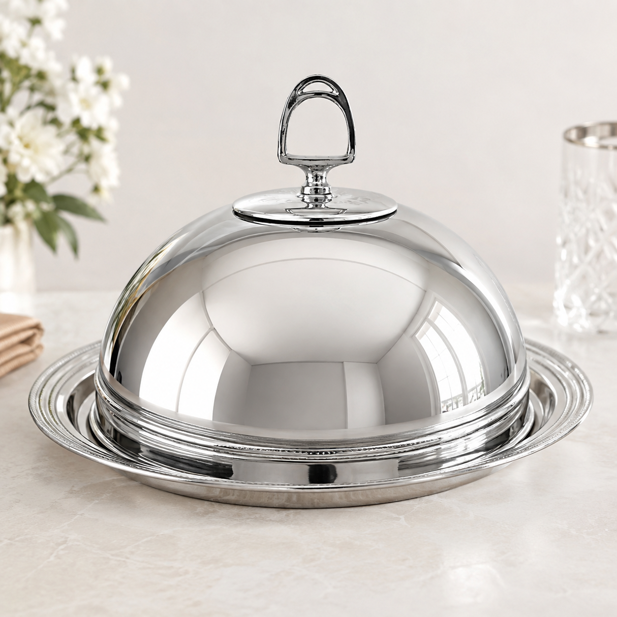 Cloche de service argenté - Chaîne