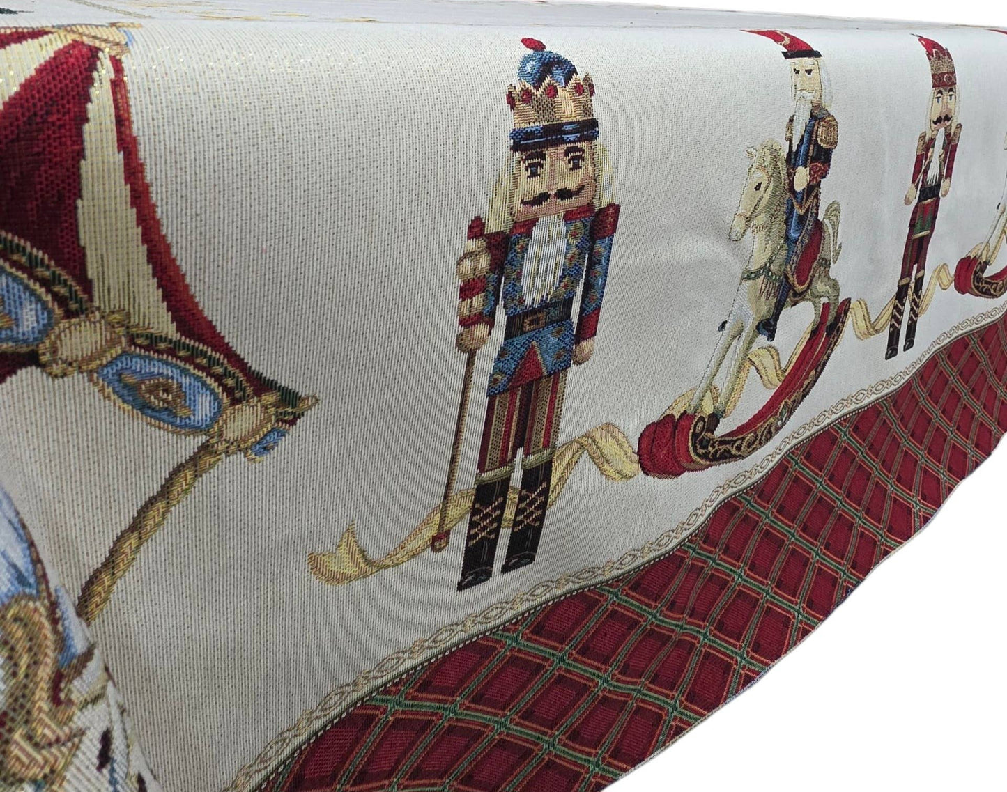 Nappe de Noël Casse-Noisette en Lurex 140x140cm