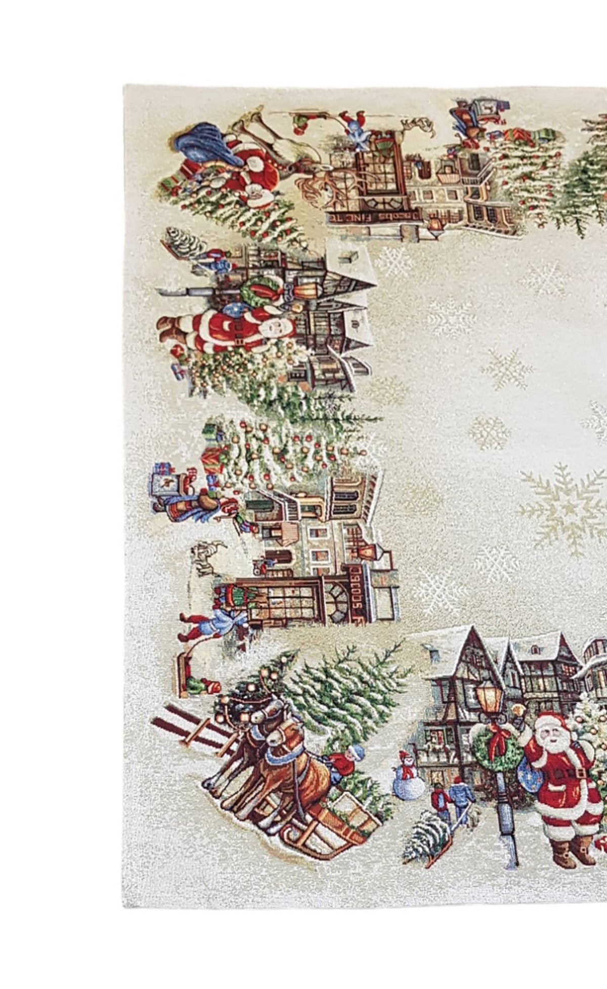 Centre de table de Noël écru – village enneigé
