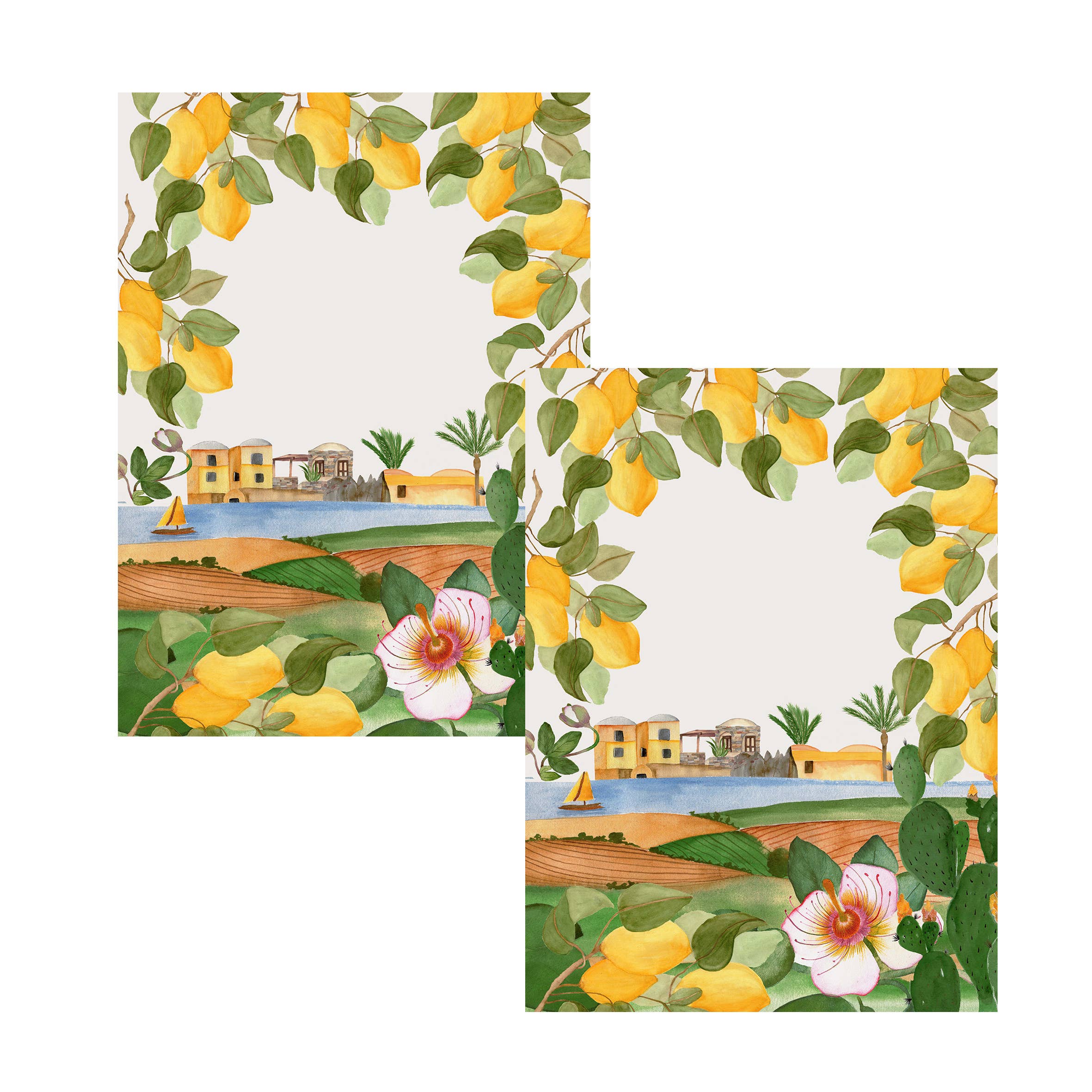Set of 2 tea towels 50x70cm Sicily