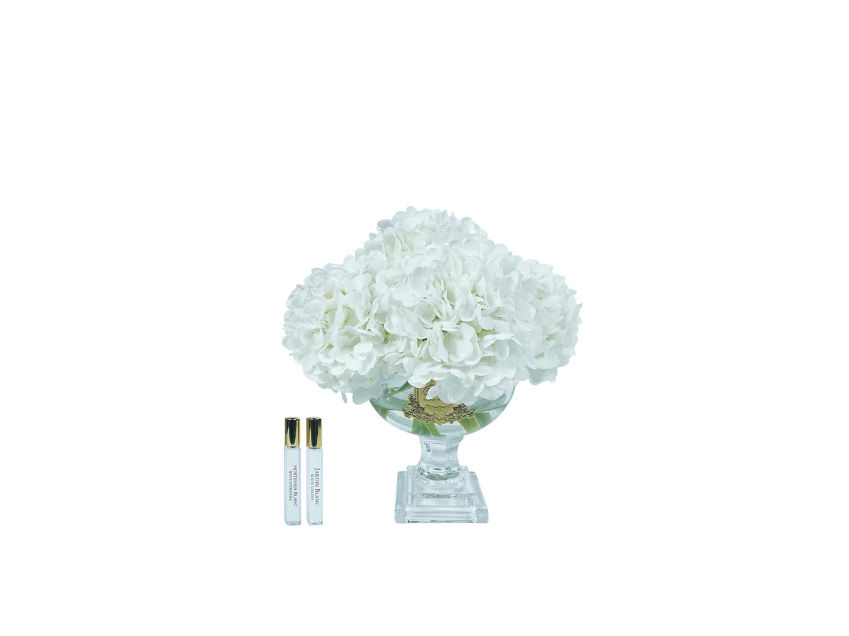 Moyen bouquet hortensia blanc badge or - Maison porcel  | Porcelaine