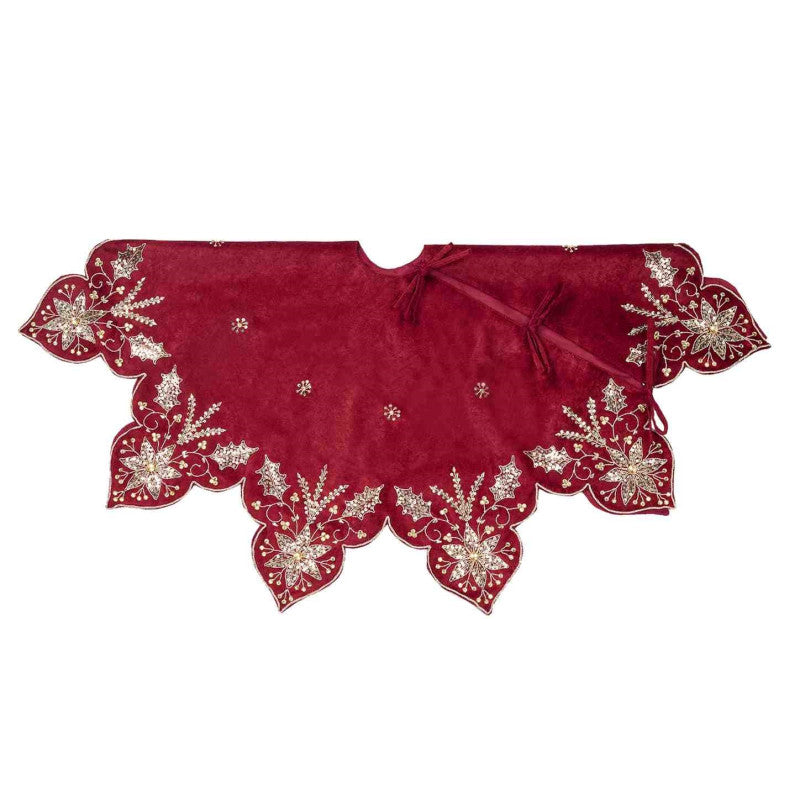 Jupe de sapin rouge en velours de luxe 112 cm