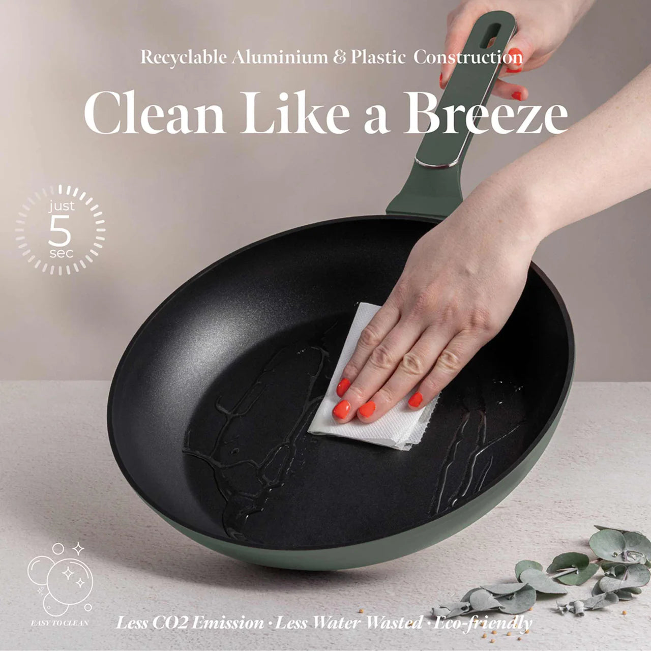 Set de Cuisine 15 Pièces – Vert Mat