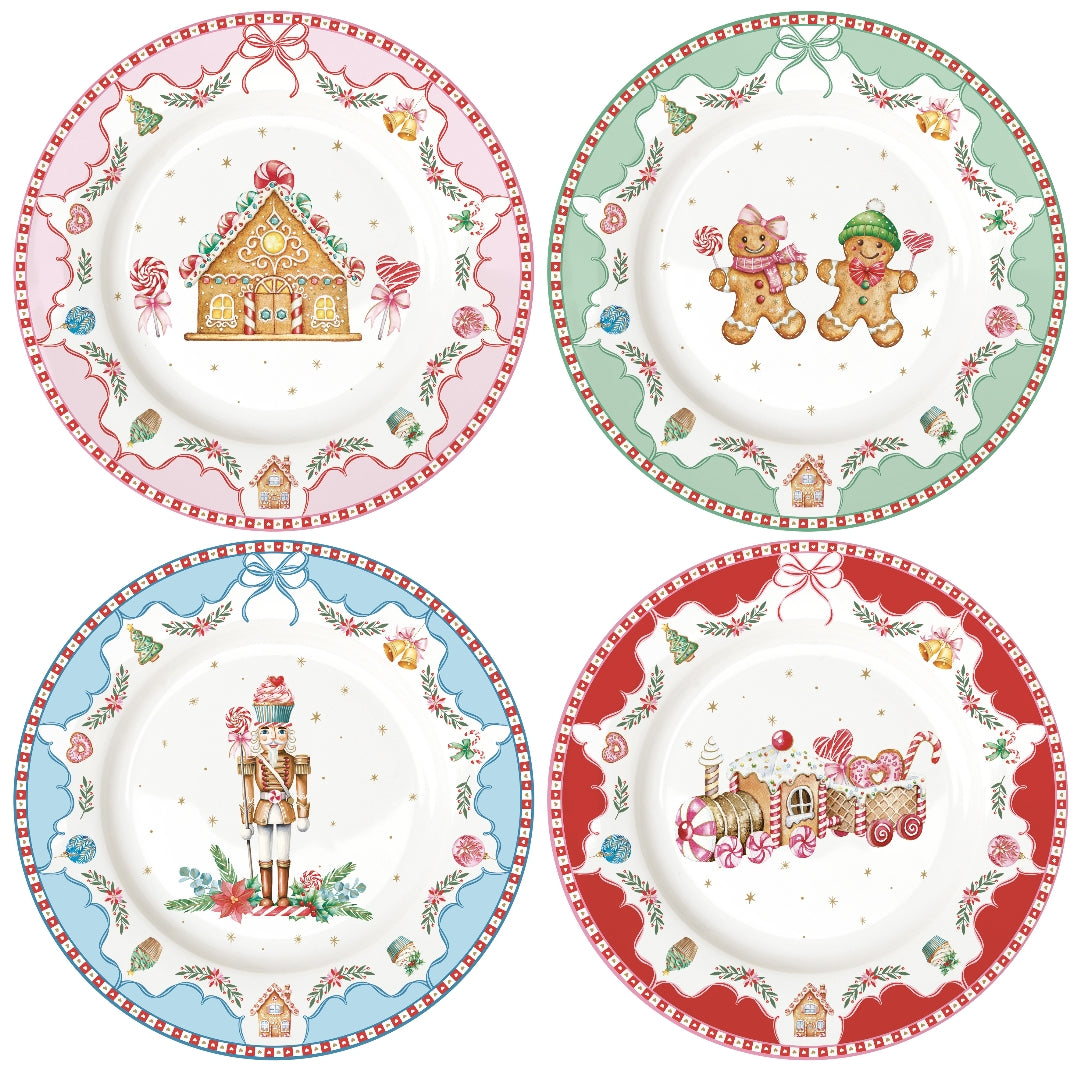 Coffret 4 assiettes à dessert en porcelaine - Sweet christmas