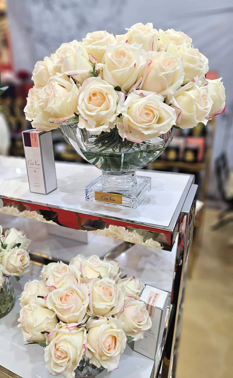 Bouquet luxury 37 roses blush doré - Maison porcel  | Porcelaine