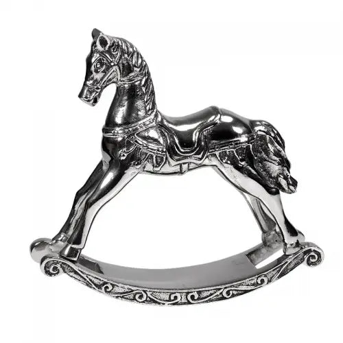 Statue décorative Cheval argenté