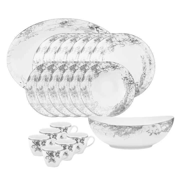 Set of 20 porcelain pieces - Belle Époque silver