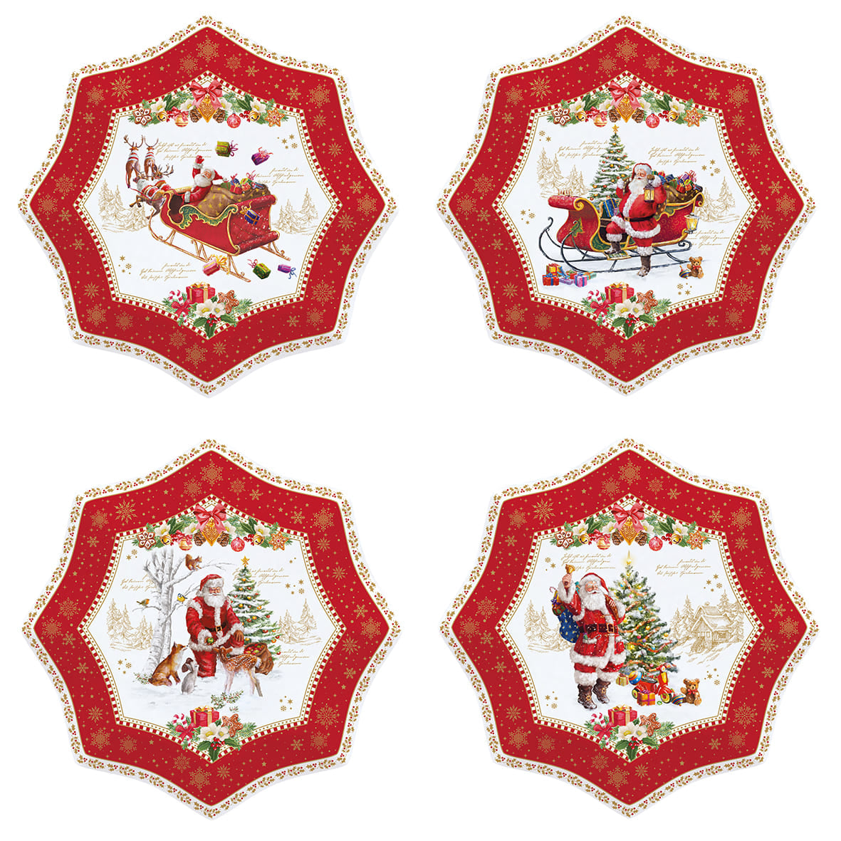 Set of 4 Christmas plates 16cm - Christmas memories