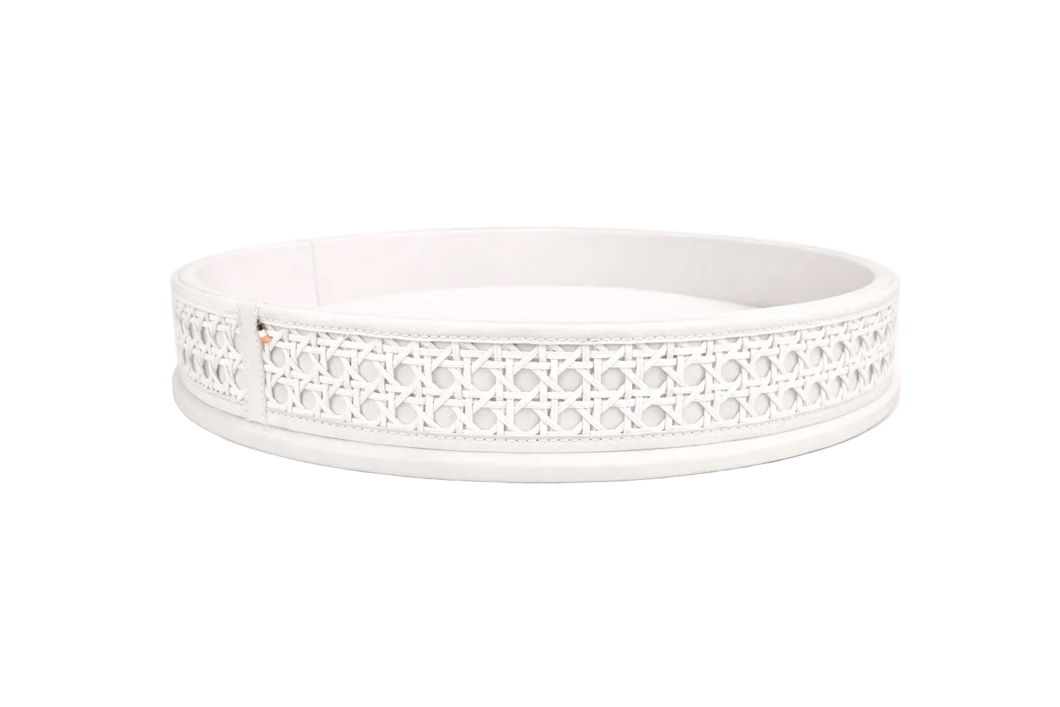 Plateau Viena 45cm en cuir et paille – Blanc