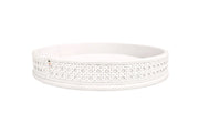 Plateau Viena 45cm en cuir et paille – Blanc