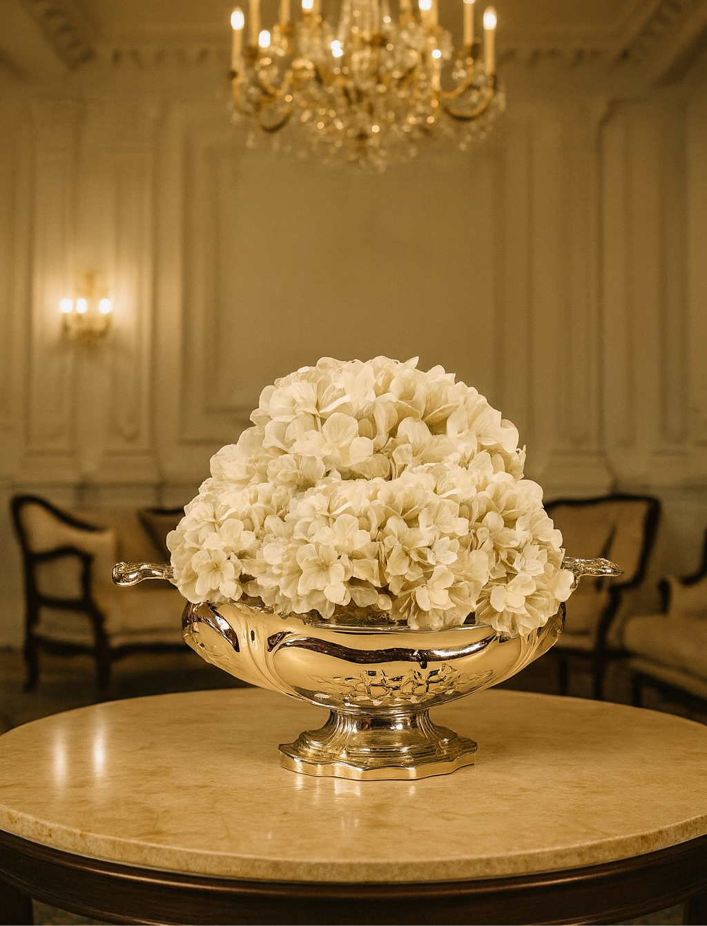 Coupe décoratif en laiton argenté avec poignées