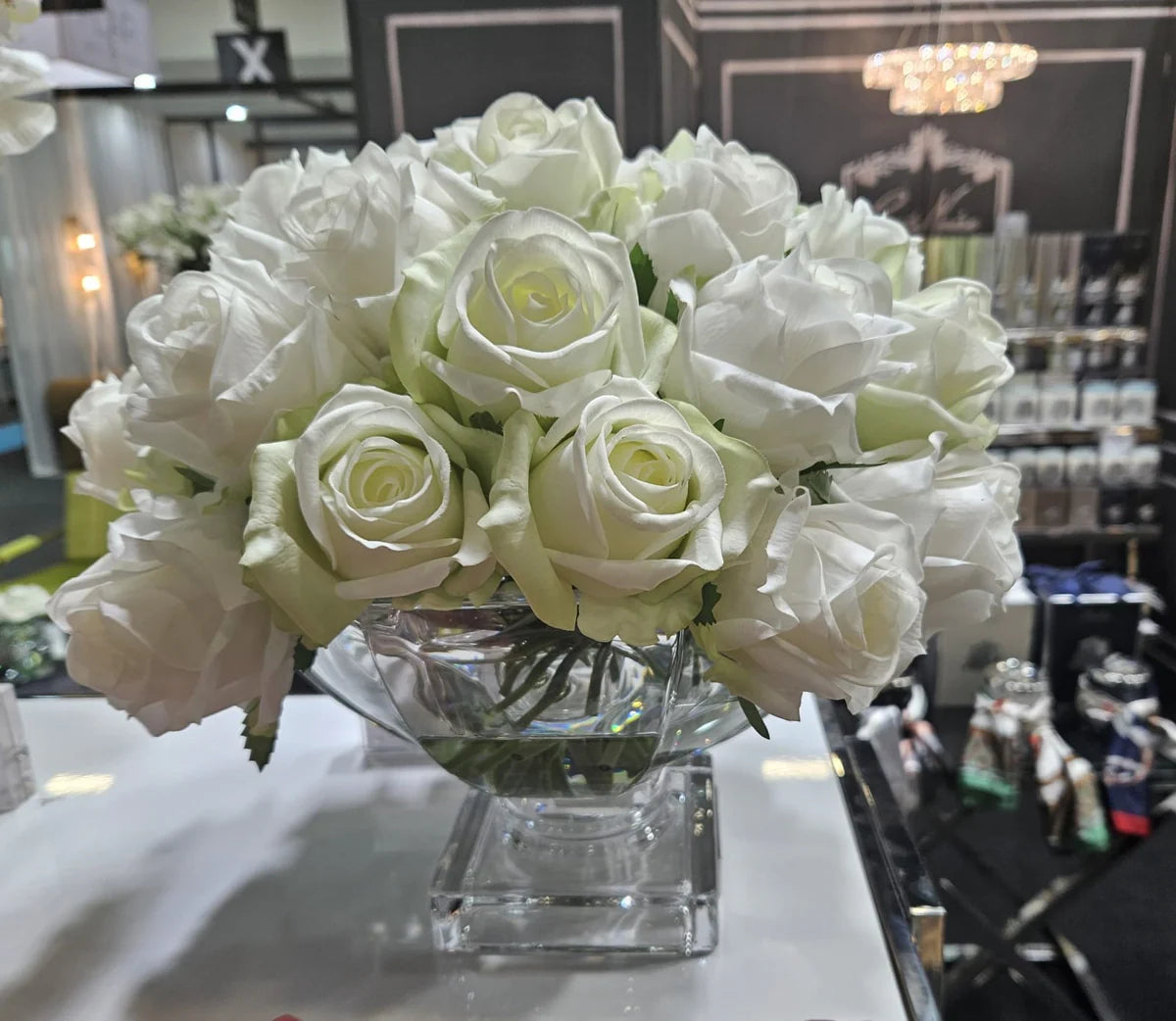 Bouquet luxury 37 roses blanc et vert