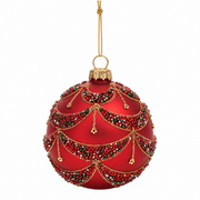Boule de Noël de Luxe Rouge & Perles – 8 cm