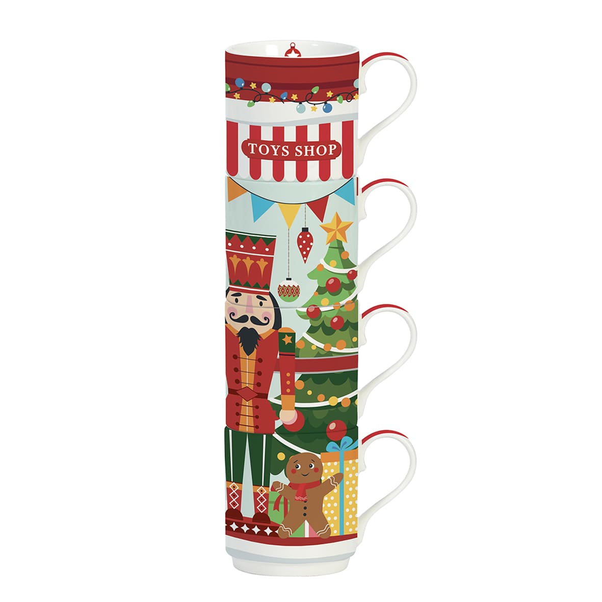 Coffret de 4 mugs empilables - Noël Casse noisette