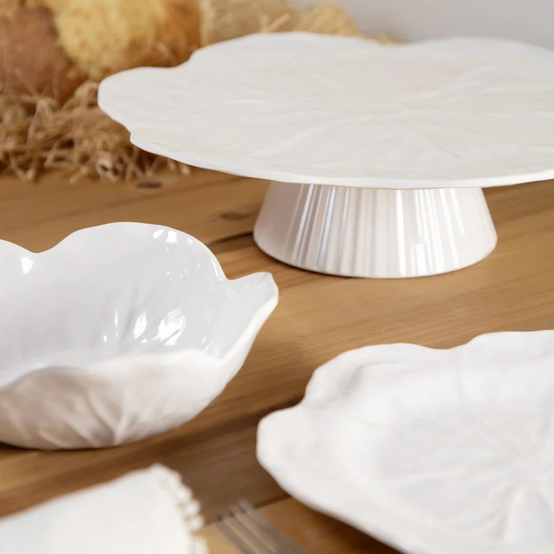 Plat à gâteau 40cm en mélamine - Botanica white