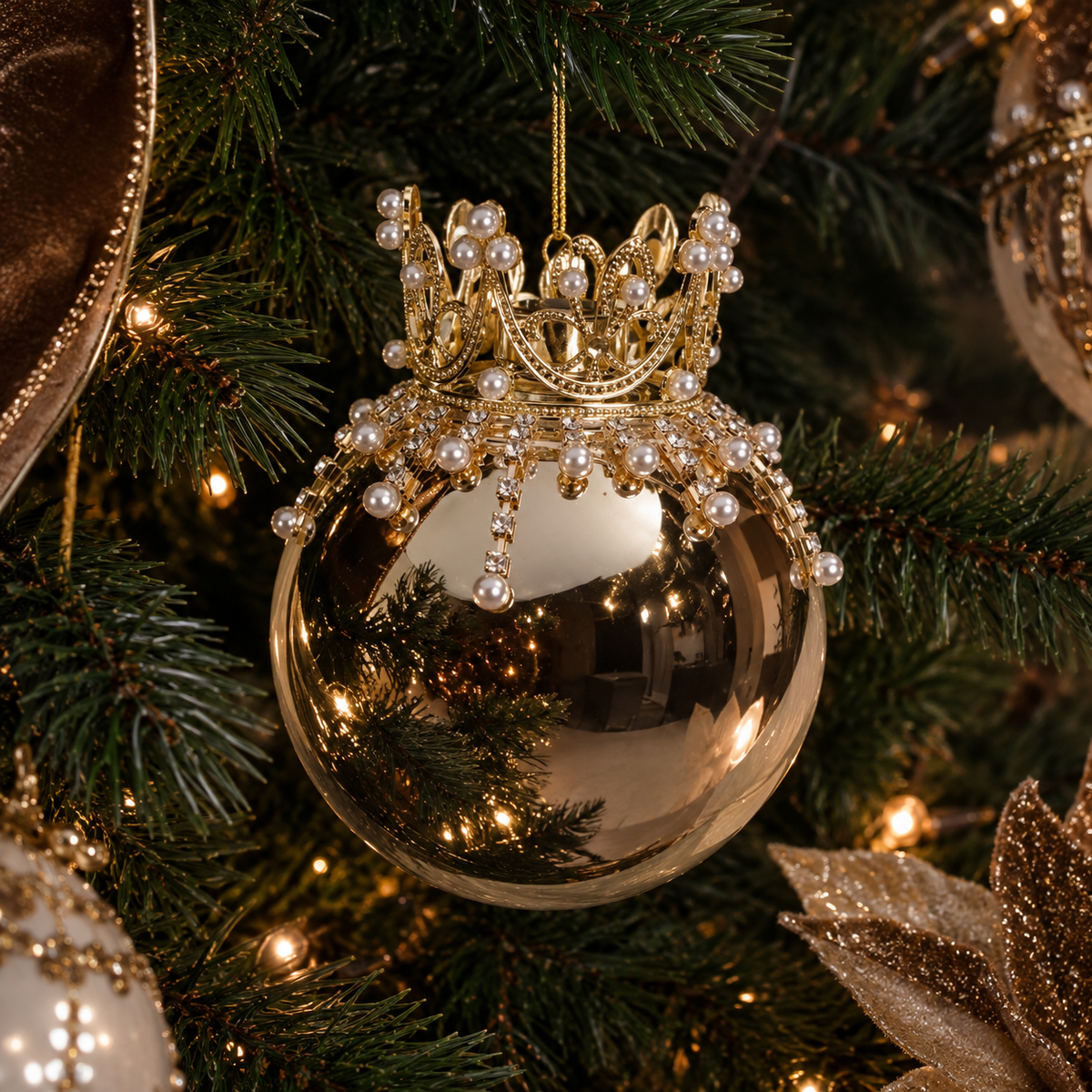Boule de Noël Couronne de Perles – 13,5 cm