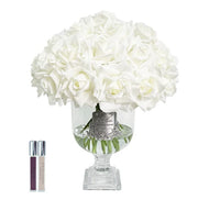 Bouquet versaille 37 roses blanche badge argent - Maison porcel  | Porcelaine