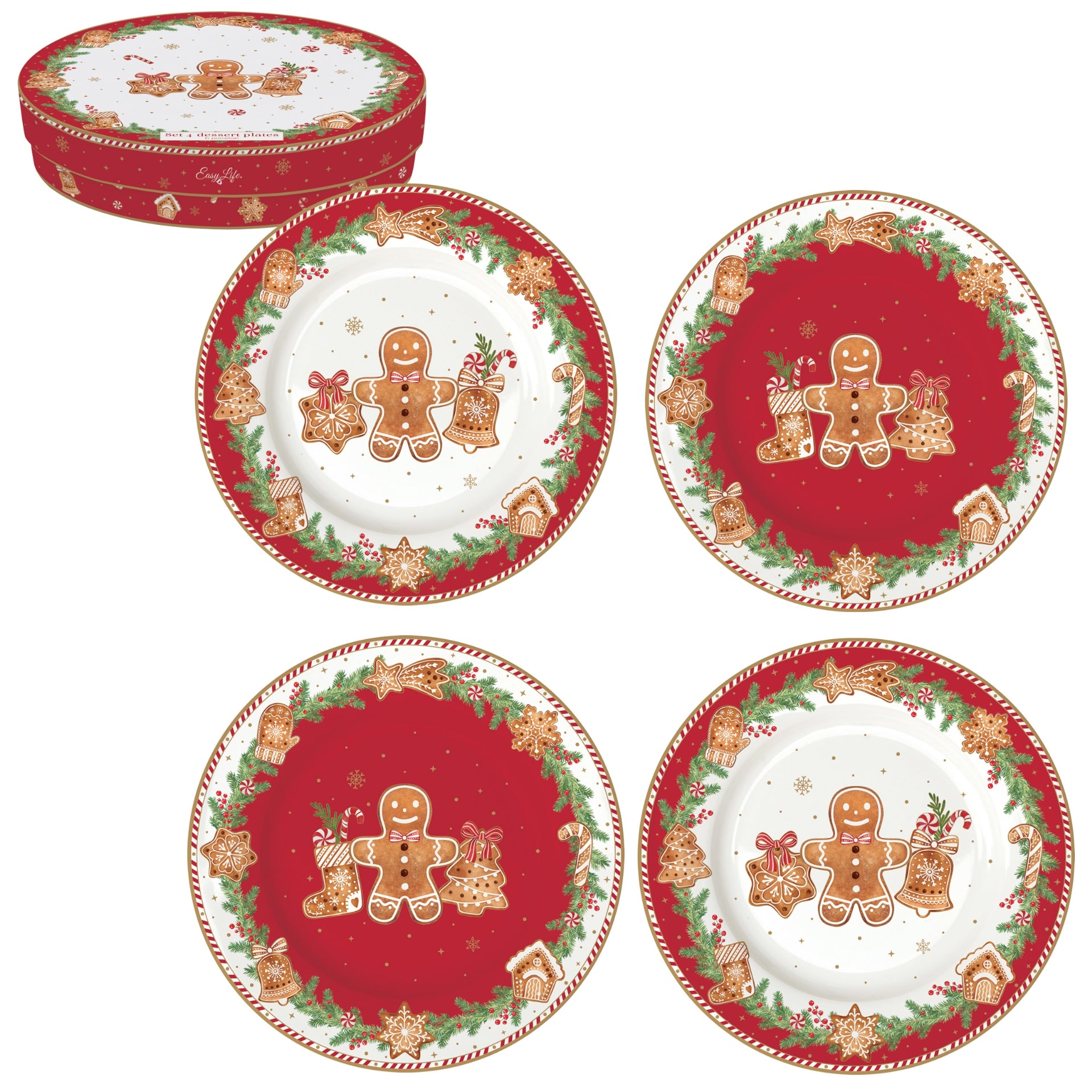 Pain d’épice Coffret 4 assiettes à dessert 19cm - Maison porcel  | Porcelaine