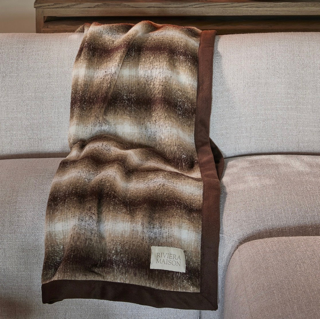 Plaid Arden Marron et Blanc - 180