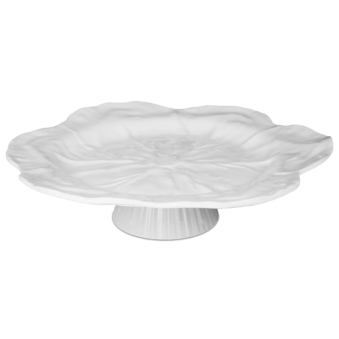 Plat à gâteau 40cm en mélamine - Botanica white