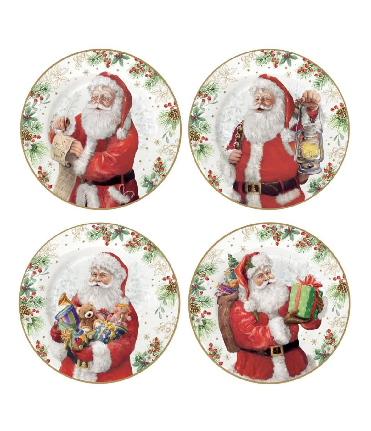 Set of 4 porcelain plates – Santa is Coming