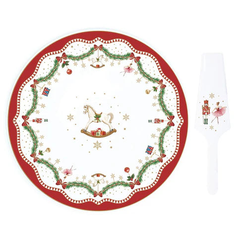 Magie de noël plat à tarte rond 32cm - Maison porcel  | Porcelaine