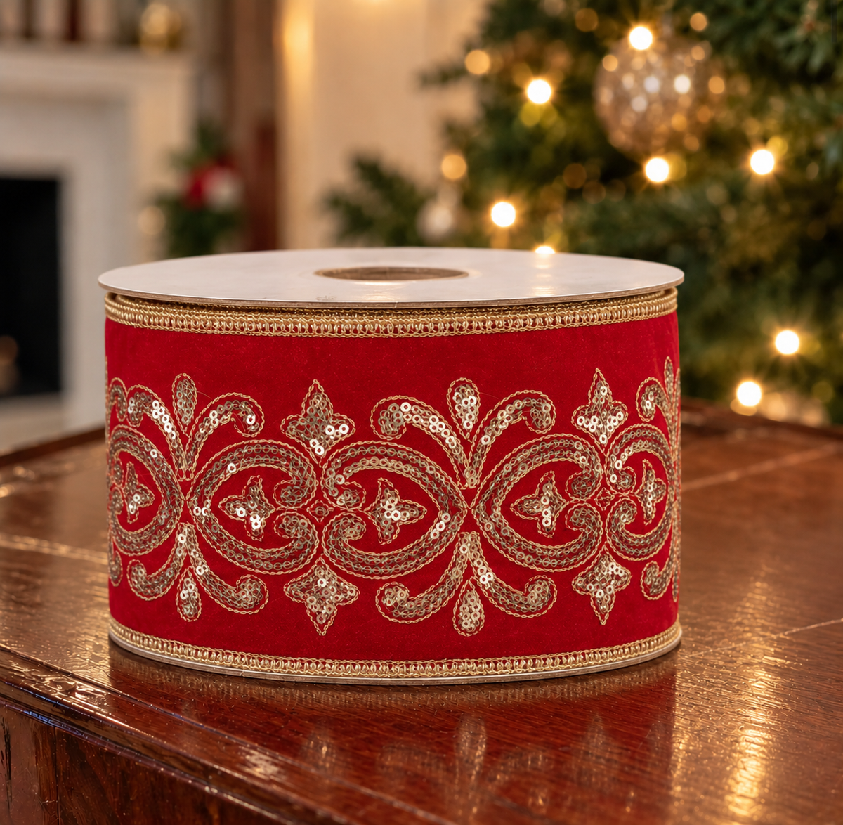 Ruban de Noël Royal Fleur de Lys – Velours
