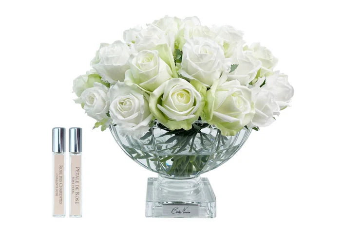 Bouquet luxury 37 roses blanc et vert