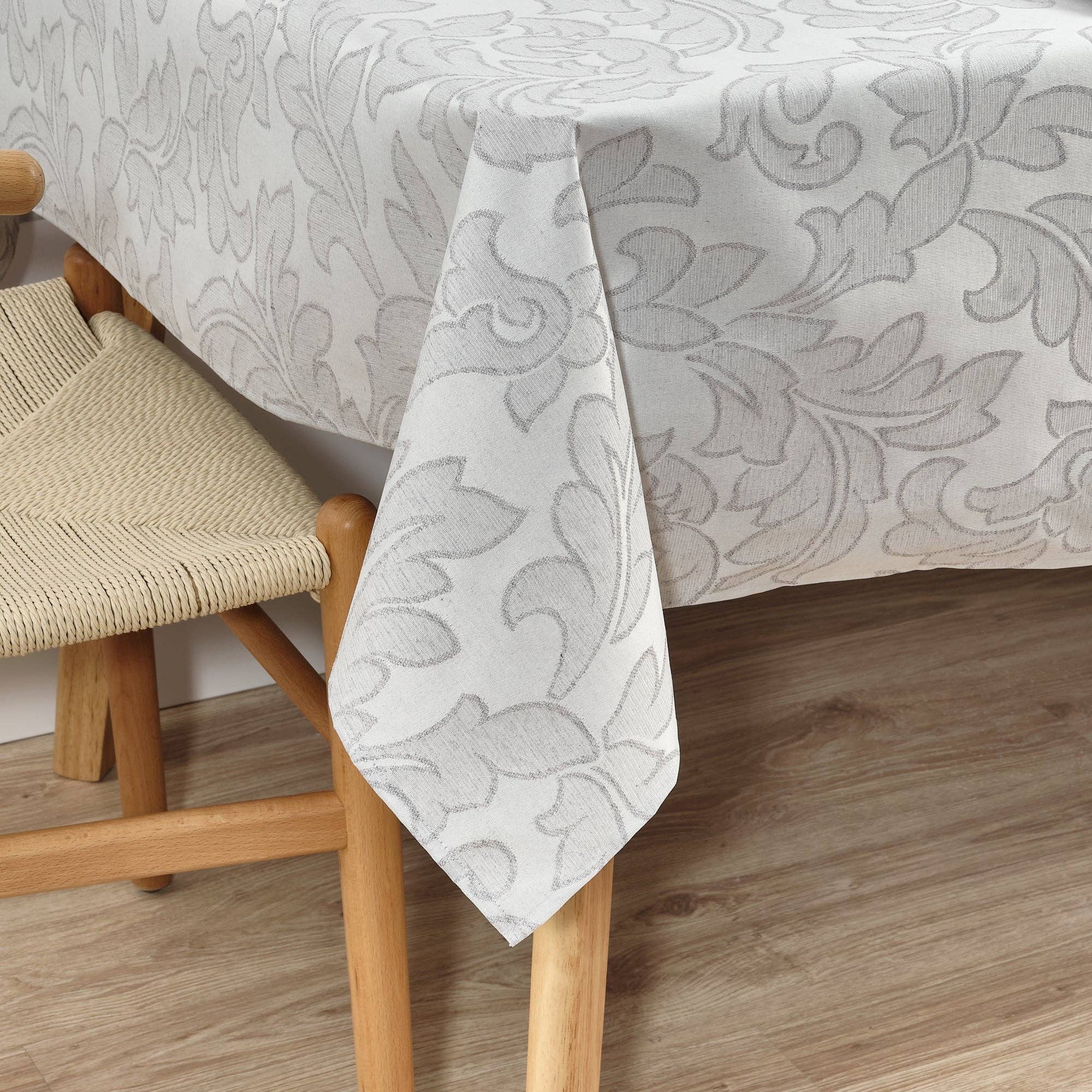Nappe en jacquard Gris résistante aux taches 200 x 160 cm