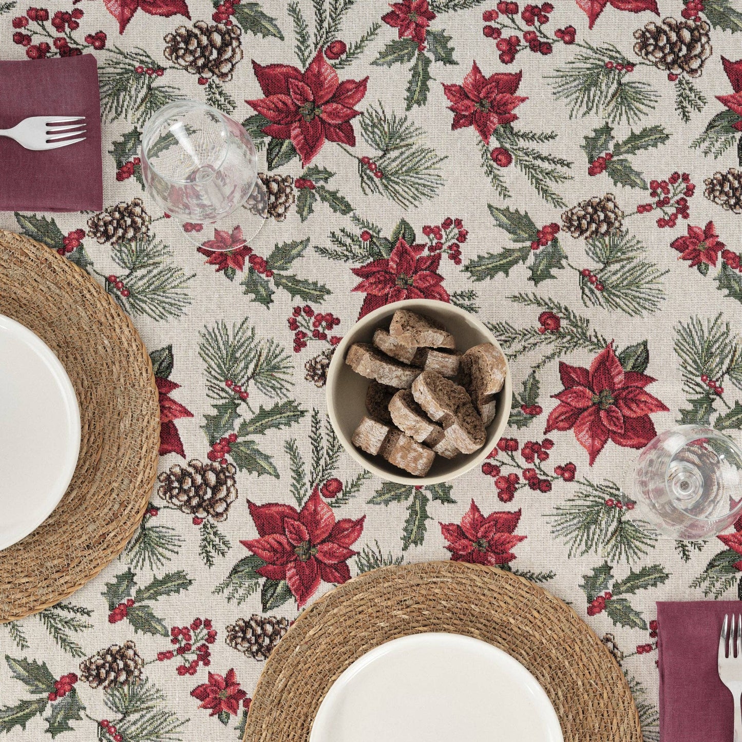 Nappe Anti-Taches – Poinsettia 220 cm